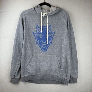 Vtg Retro Duke Blue Devils Hoodie Mens L Gray NCAA Basketball Thermal Pullover